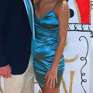 These Three Boutique Blue Satin Mini Dress